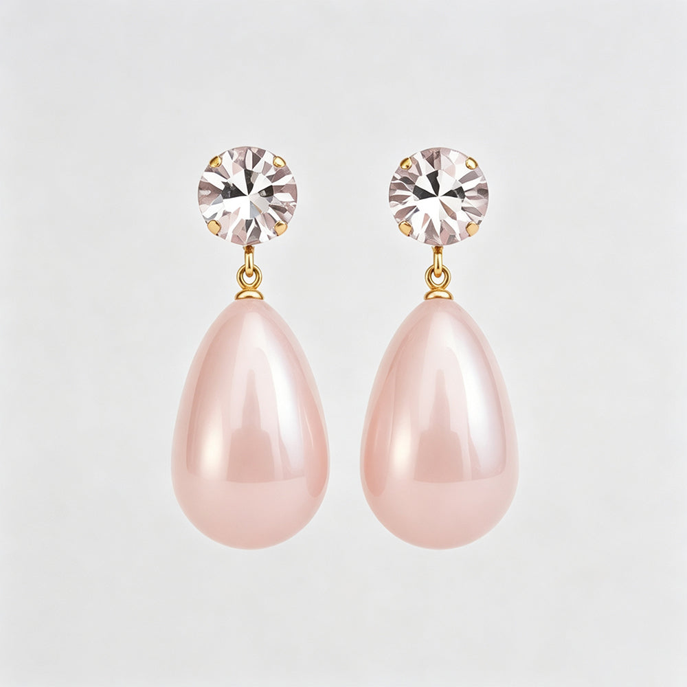 Elegant Rhinestone Pearl Teardrop Drop Earrings 6W6JER747