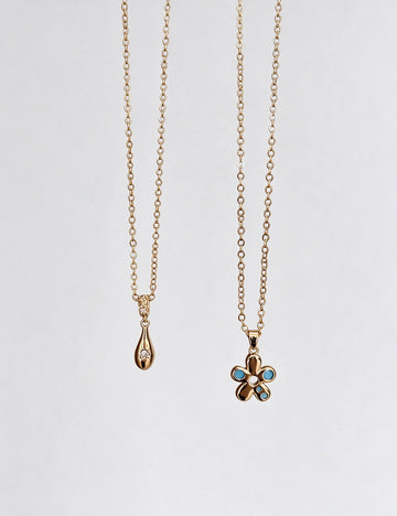 Flower Teardrop Pendant Necklace - DippedShop Wholesale - #0243
