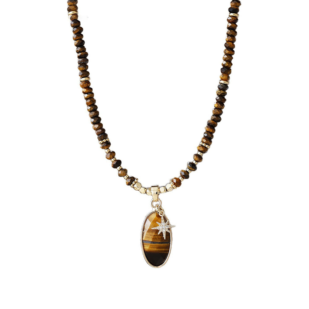 Tiger Eye Beaded Necklace - DippedShop Wholesale - #2099