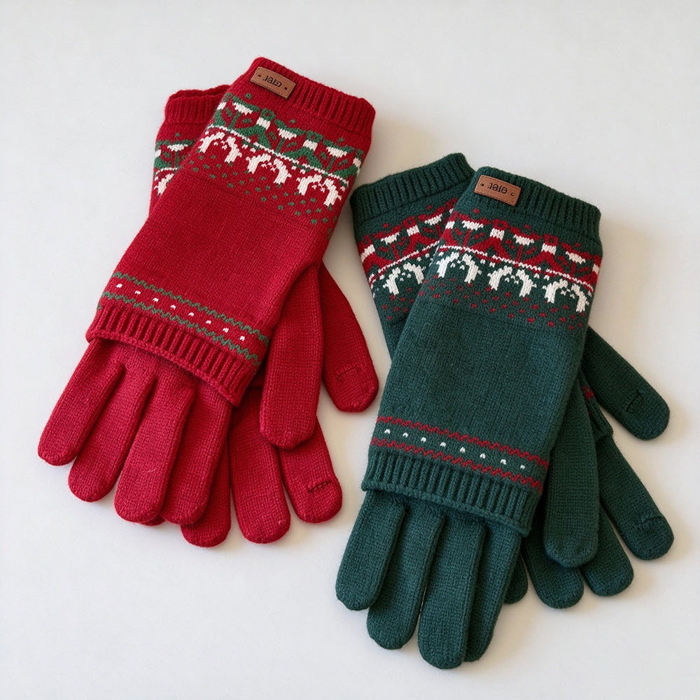 Fair Isle Touchscreen Knit Gloves - DippedShop Wholesale - #0979
