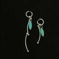 Vintage Asymmetrical Turquoise Teardrop Hoop Earrings 6W6JER606