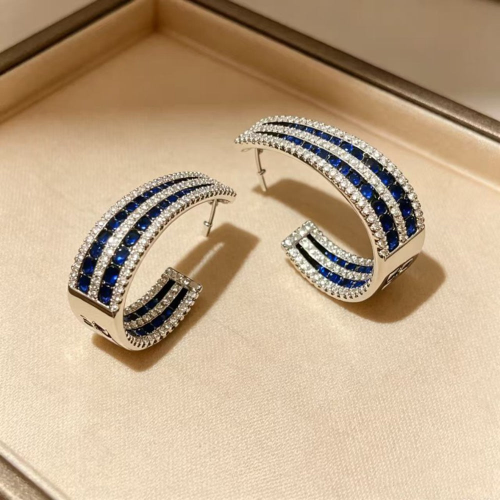 C-Shaped Zirconia Stud Earrings - DippedShop Wholesale - #5171