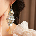 Metallic Shell Fish Scale Dangle Earrings 6W6JER781