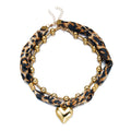 2 Pcs Leopard Print Hear Pendant Scarf Necklace 6W6JNC1003