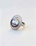 Trendy Oval Pearl Cubic Zirconia Open Ring 6W6JER748