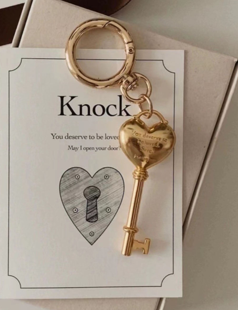Stylish Gold Plated Heart Lock Keychain Bag Charm 6W10BBC705