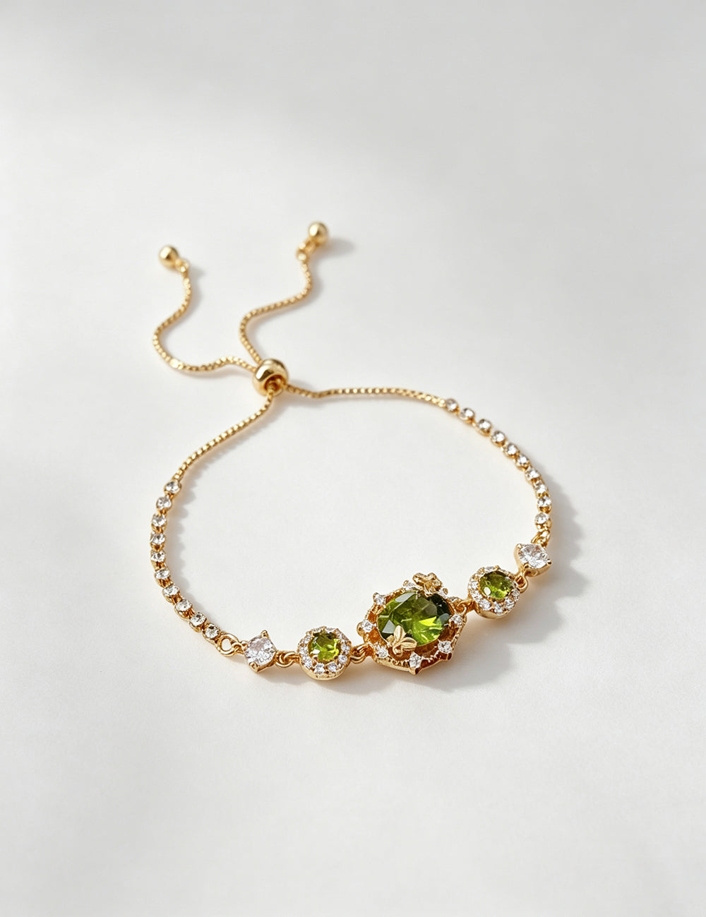 Stylish Gold Plated Square Rhinestones Chain Bracelet 6W6JBR710