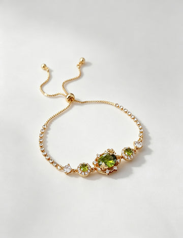 Stylish Gold Plated Square Rhinestones Chain Bracelet 6W6JBR710