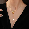 Chic Gold Plated Rhinestone Circle Pendant Y-necklaces 6W6JNC936