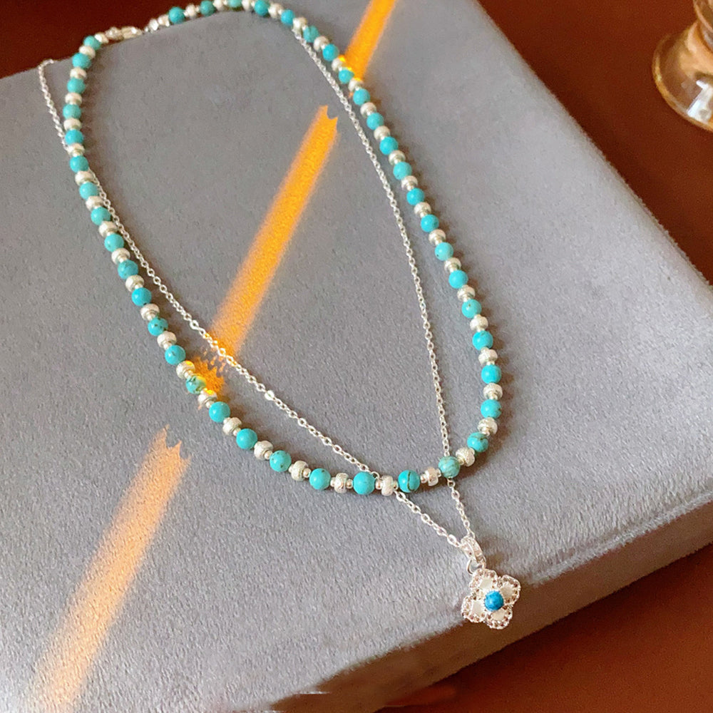 Boho Style Double Layer Floral Pendant Necklace 6W6JNC895