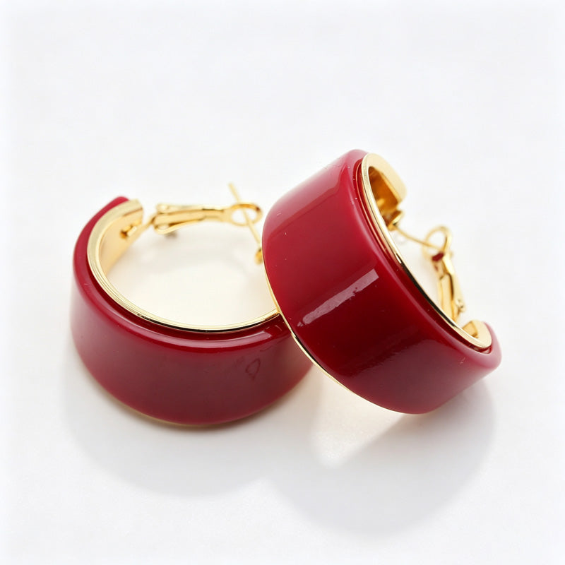 Simple Solid Color Resin Hoop Earrings 6W6JER555