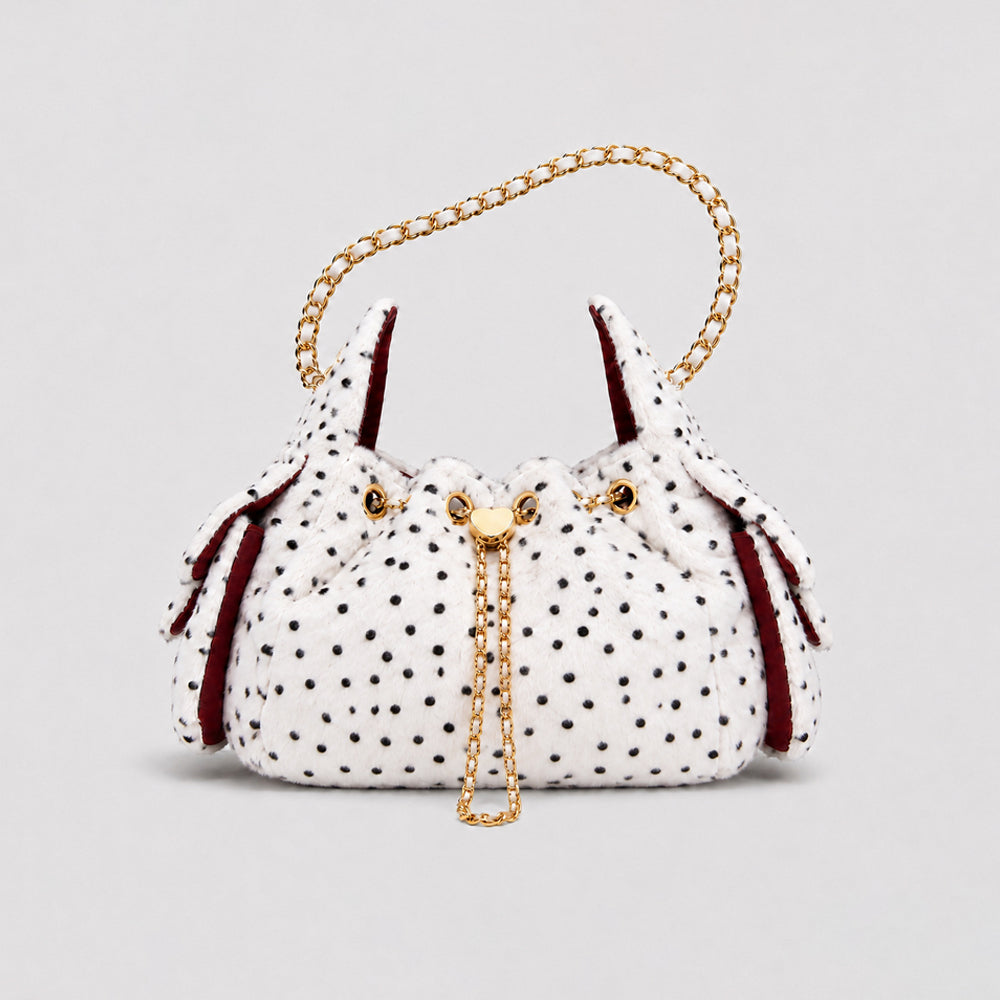 Plush Polka Dot Chain Crossbody Shoulder Bag 6W10BBG2404