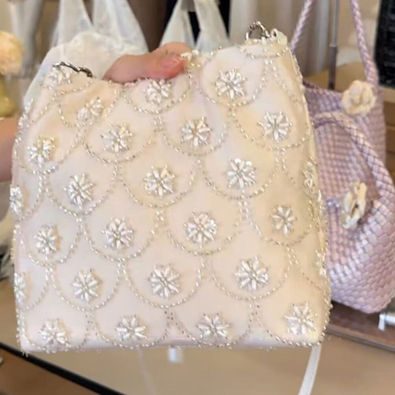 Trendy Floral Bead Square Handbag Evening Bag 6S10BBG1462
