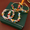 Colorful Crystal Pearl Woven Hoop Earrings 6W6JER833