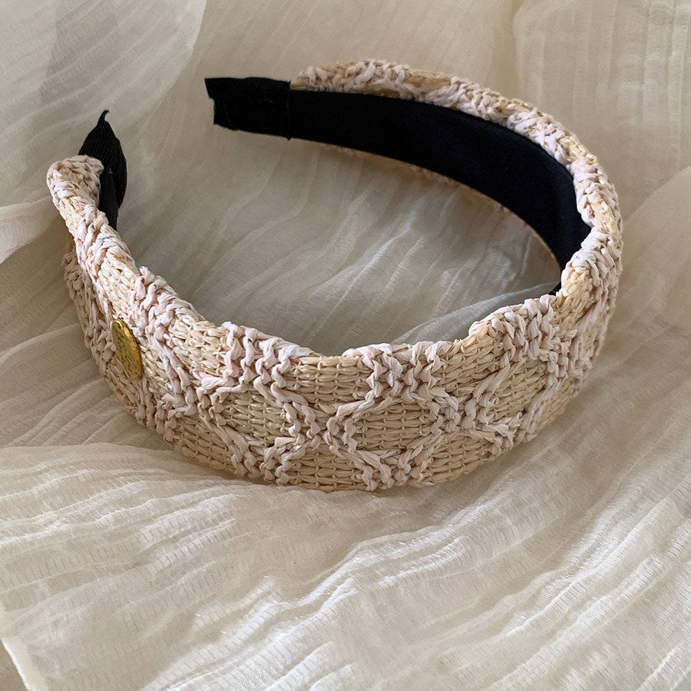 Woven Straw Argyle Diamond Headband 6W6HBD282