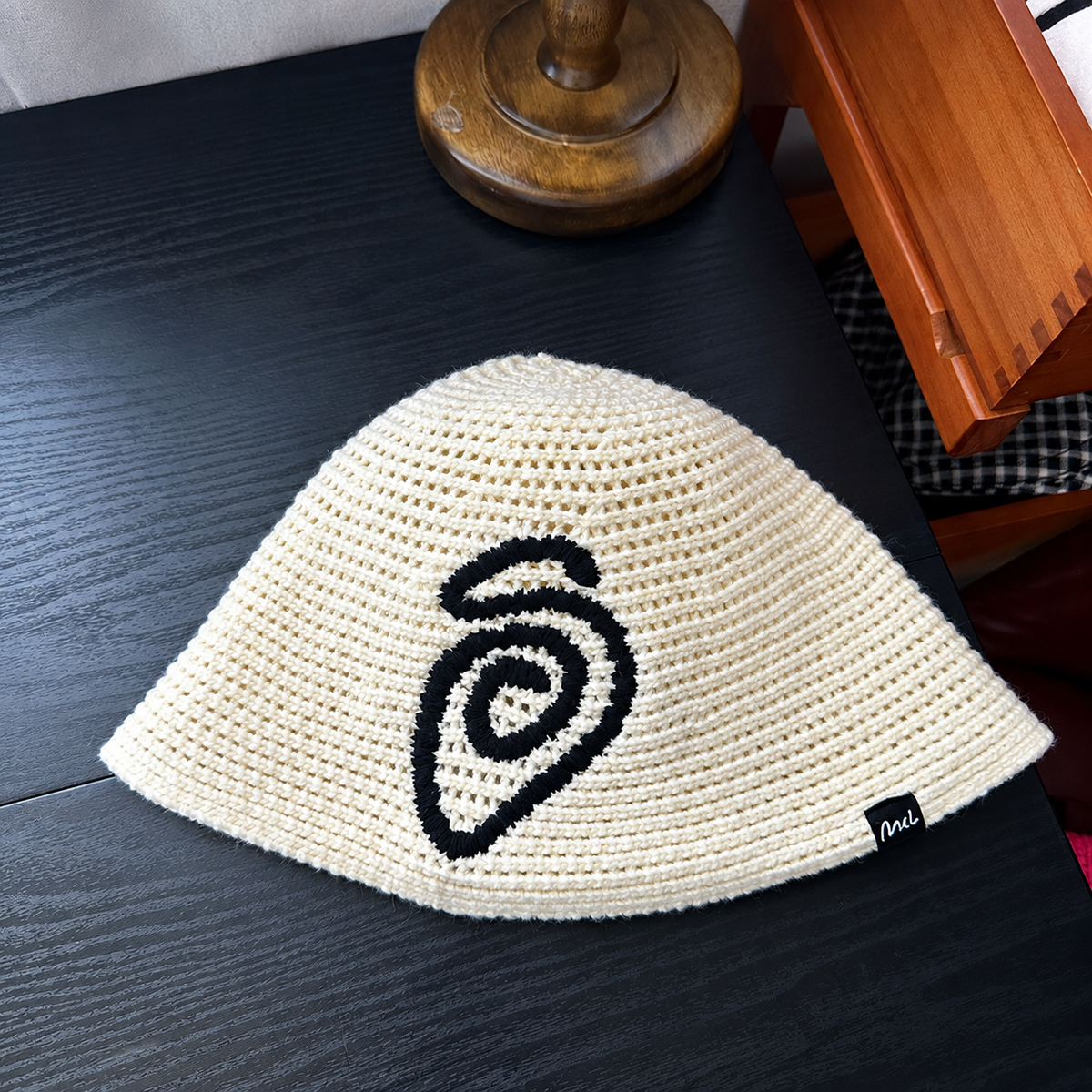 Stylish Mosquito Coil Embroidery Knit Bucket Hat 6W6HAT677