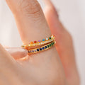 2 Pcs Simple Colorful Cubic Zirconia Open Ring Set 6W6JRG377