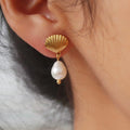 Shell Pearl Dangle Earrings - DippedShop Wholesale - #9827