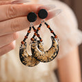 Vintage Resin Gold Foil Crescent Moon Dangle Earrings 6W6JER740