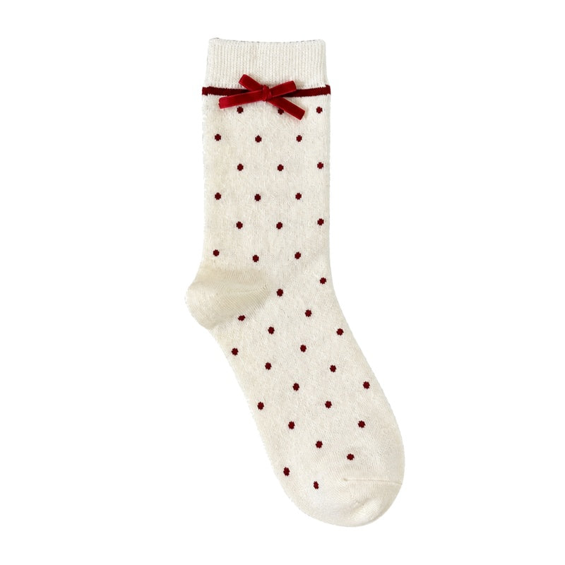 Sweet Velvet Bow Crew Socks 6W8FSO658