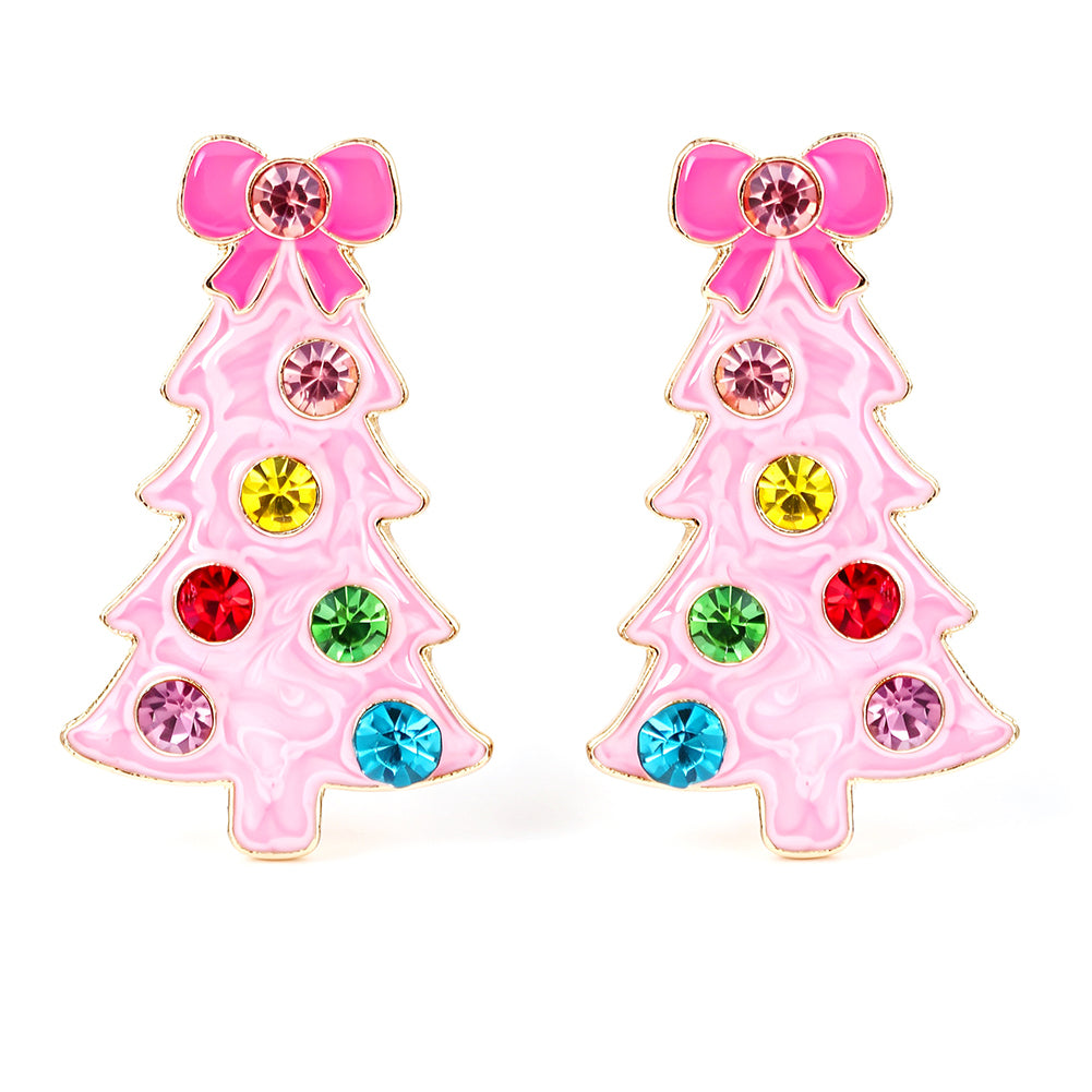 Rhinestone Christmas Tree Earrings - DippedShop Wholesale - #4931
