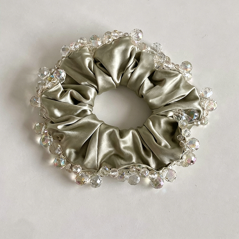 Luxury Shiny Crystal-Trimmed Satin Scrunchies MK2BW6W6HSR46
