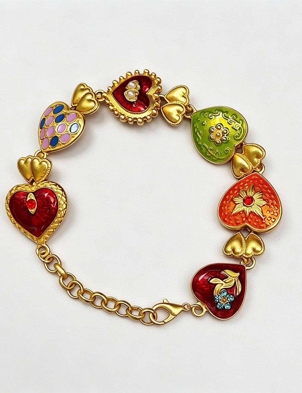 Enamel Heart Charm Bracelet - DippedShop Wholesale - #1443