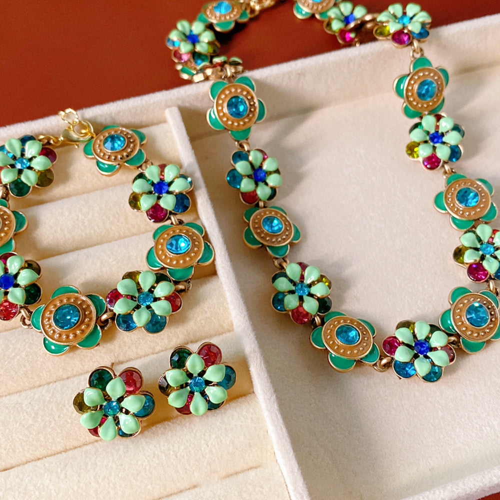 Fresh Gold Plated Enamel Floral Choker Necklace 6W6JNC922