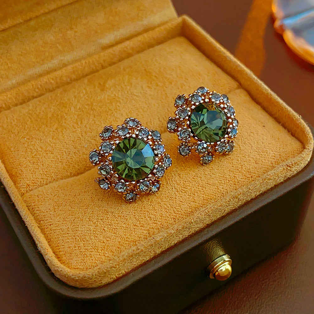 Trendy Sparkly Rhinestone C-Shaped Hoop Earrings 6W6JER726
