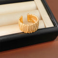Vintage Gold Plated Crinkled Texture Wide Open Ring 6W6JRG362