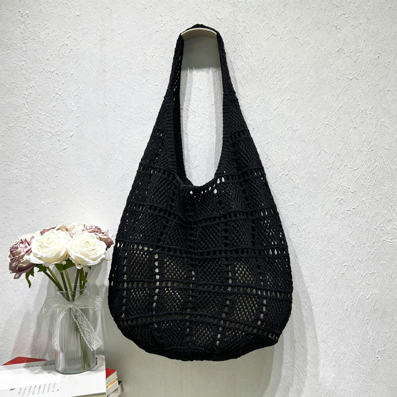 Casual Solid Color Hollow Beach Tote Bag 6W10BBG1779