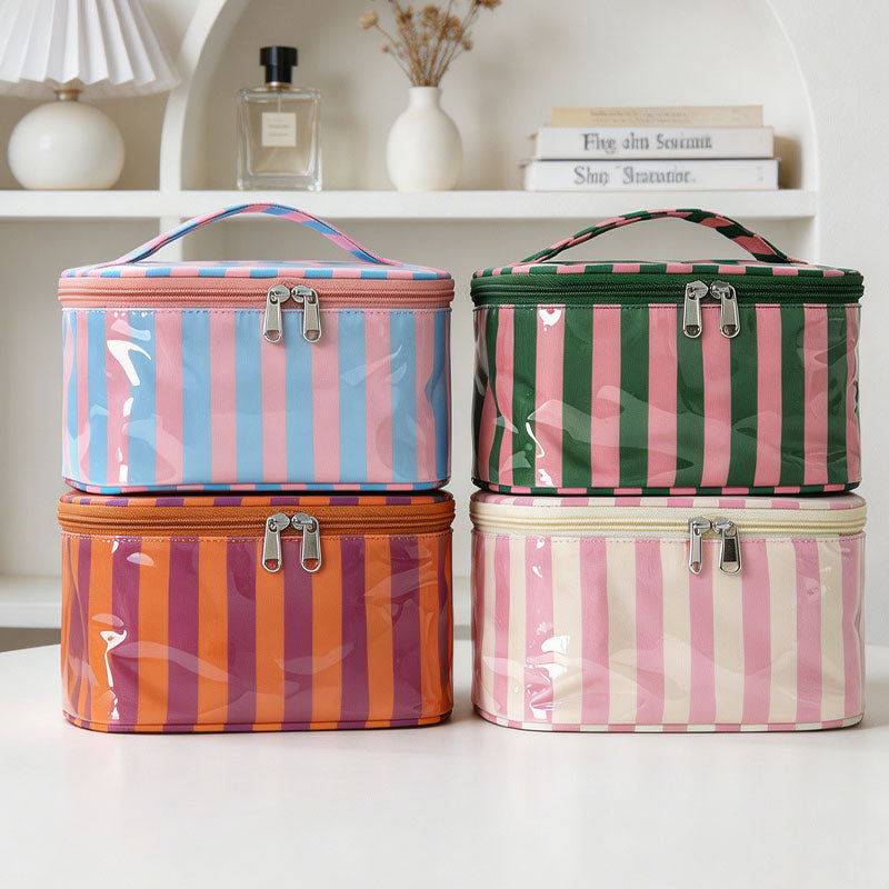 Color Block Striped Makeup Bag - DippedShop Wholesale - #6211