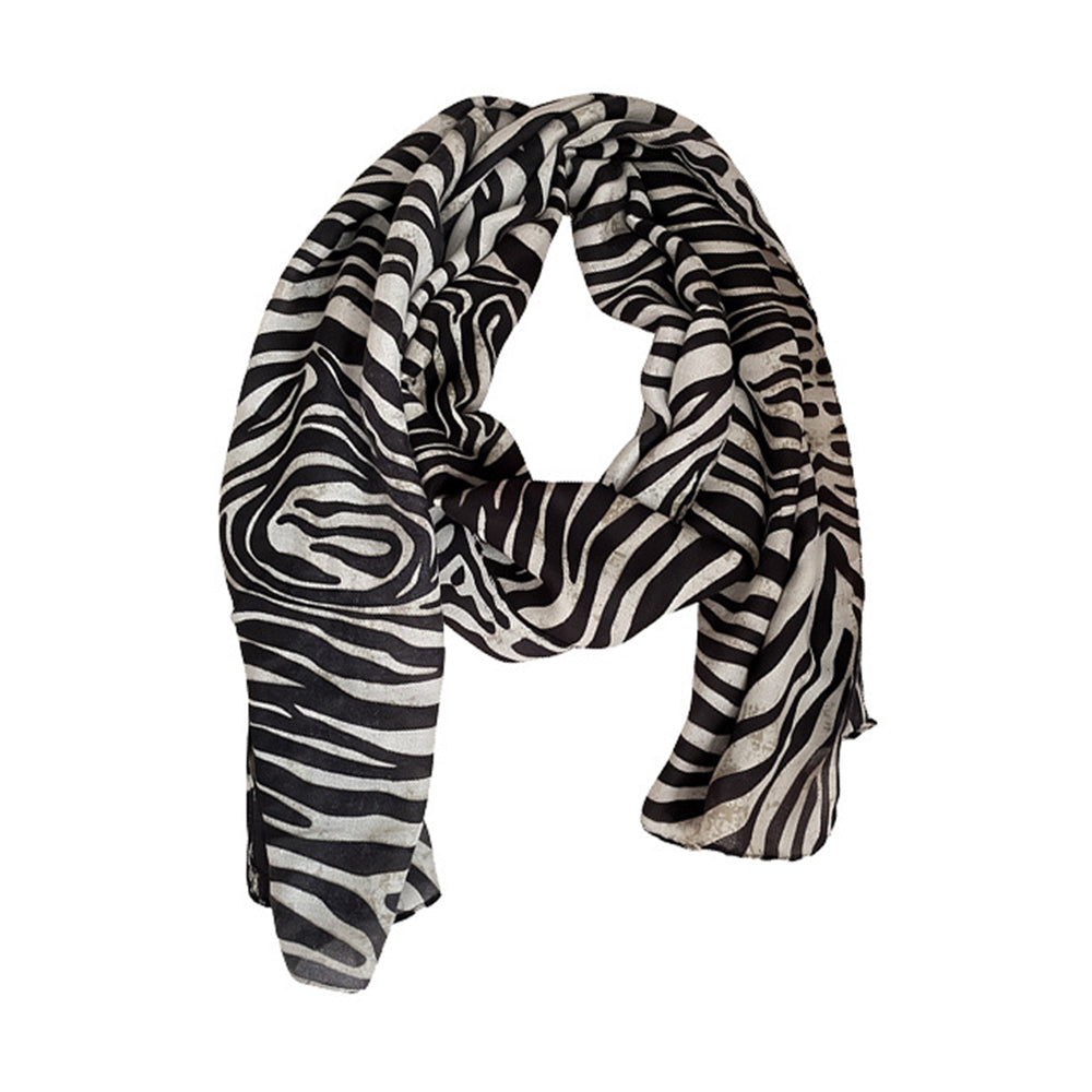 Vintage Zebra Leopard Print Long Silk Scarf 6W6NSC226