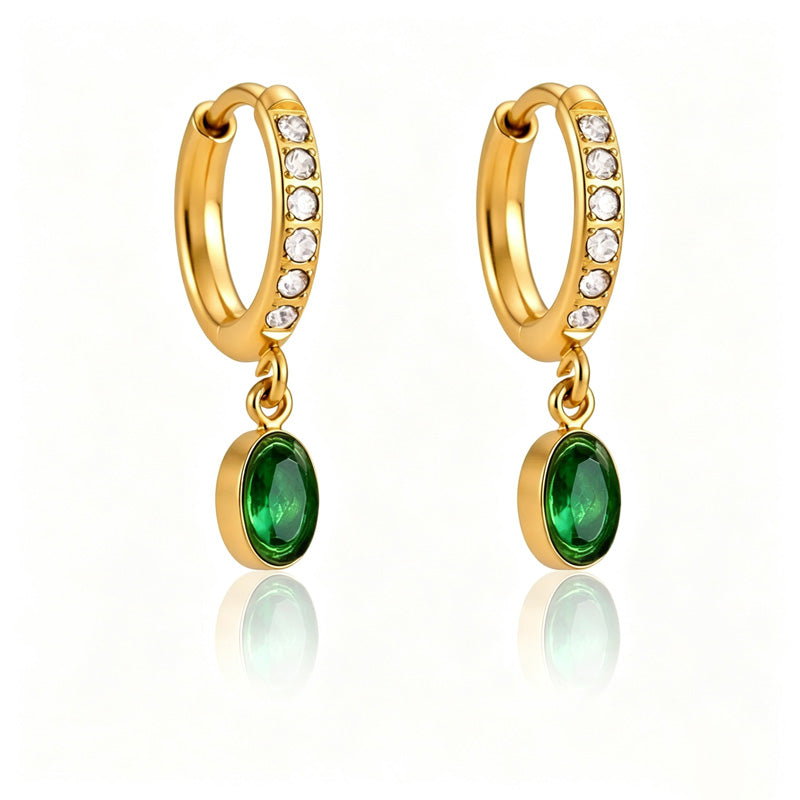 Trendy Cubic Zirconia Teardrop Dangle Hoop Earrings 6W6JER599