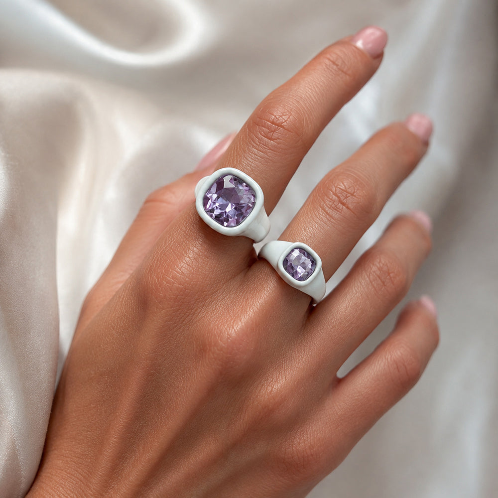Square Gemstone Stackable Ring - DippedShop Wholesale - #1507