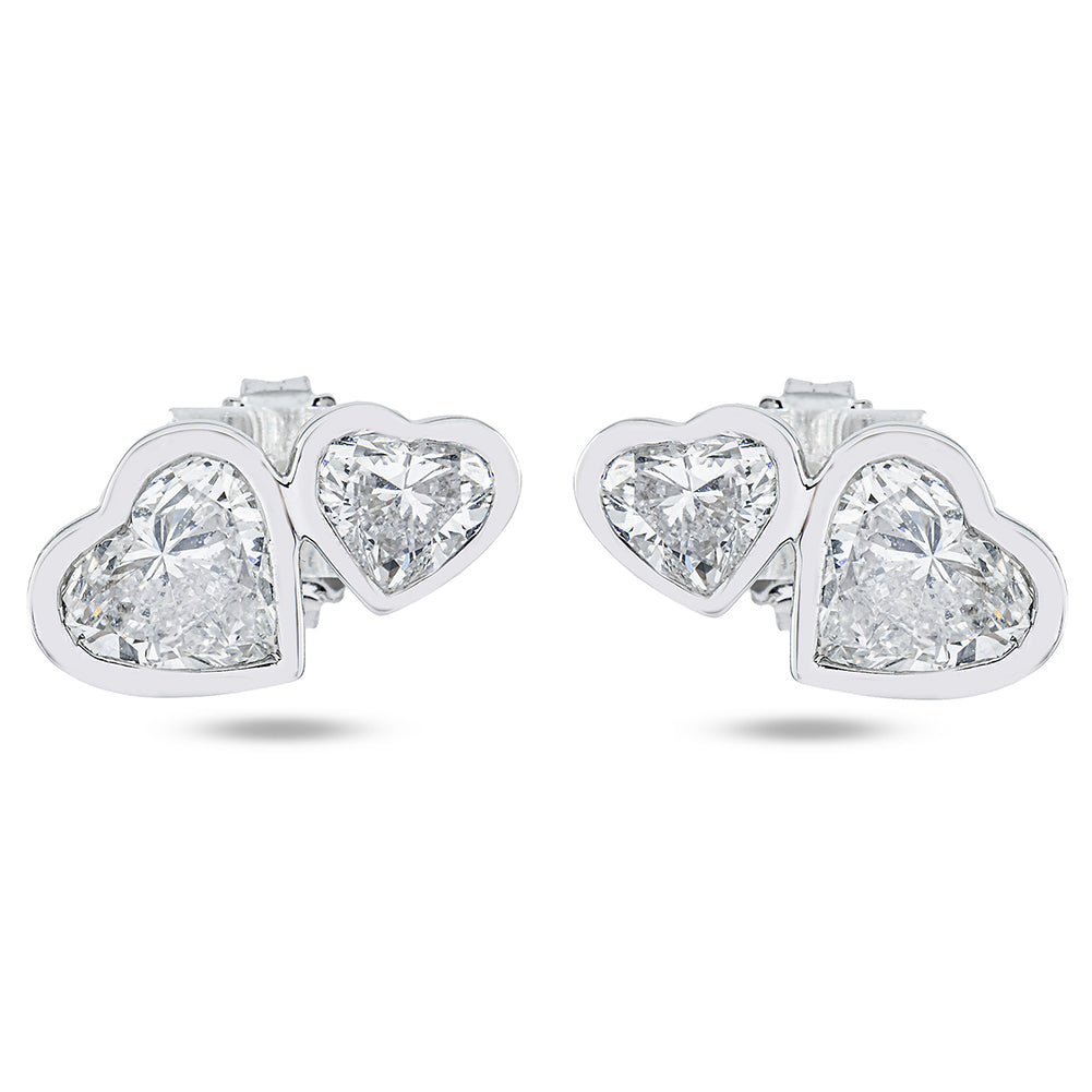 Trendy Double Heart Cubic Zircon Stud Earrings 6W6JER951