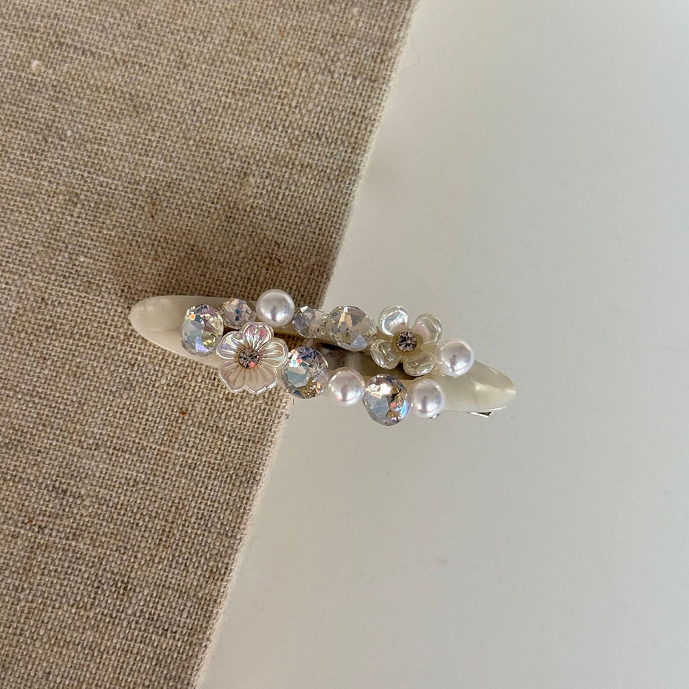 Pearl Crystal Flower Hair Clip - DippedShop Wholesale - #6835