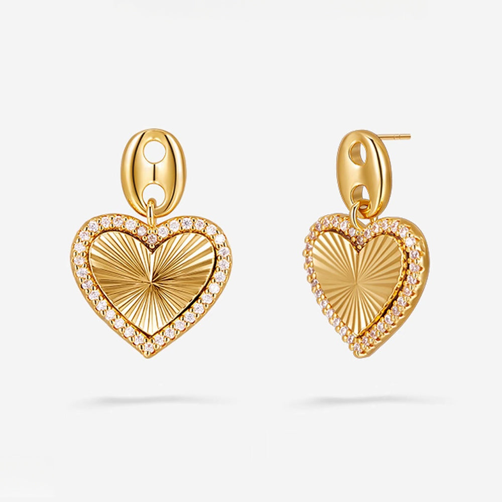 Rhinestone Heart Drop Earrings - DippedShop Wholesale - #9107