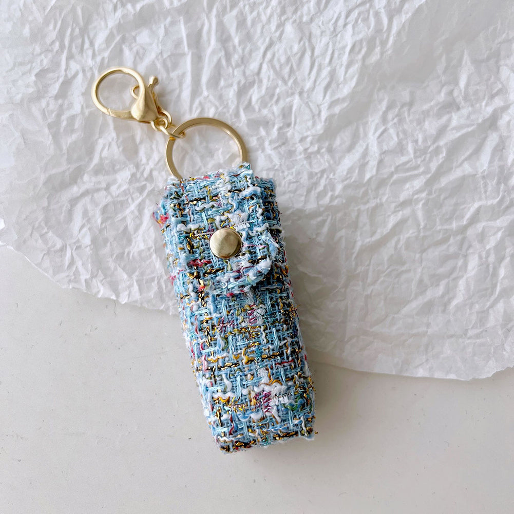 Tweed Lipstick Pouch Keychain - DippedShop Wholesale - #1955