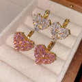 Minimalist Heart Gold Plated Cubic Zirconia Hoop Earrings 6W6JER719
