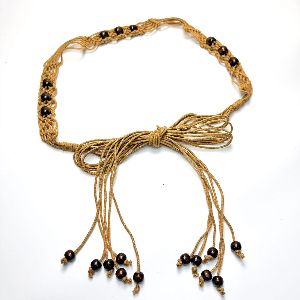 Ethnic-Style Handmade Weave Beaded Waist Belt 6W6JBT242