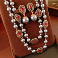 Retro Double Layer Geometry Pearl Necklace 6W6JNC952