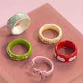 Apple Pattern Enamel Ring - DippedShop Wholesale - #5171