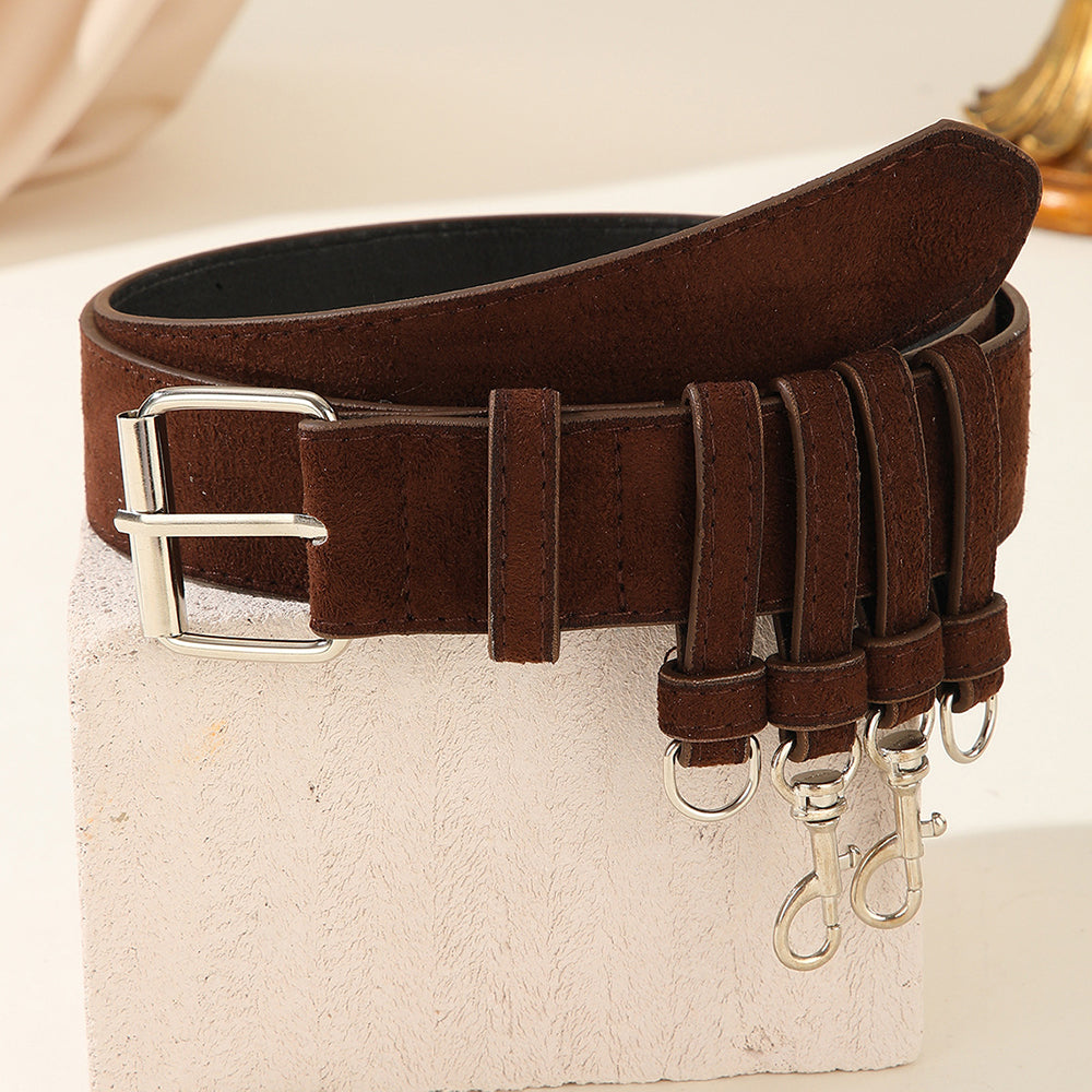 Vintage Faux Suede Multi-Hook Utility Waist Belt 6W6JBT233