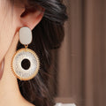 Boho Woven Mesh Circle Drop Statement Earrings 6W6JER822