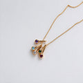 French Colorful Zircon Cluster Bar Pendant Necklace 6W6JNC1071