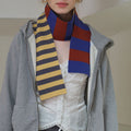 Trendy Color-Block Striped Warm Knit Scarf 6W6NSC82