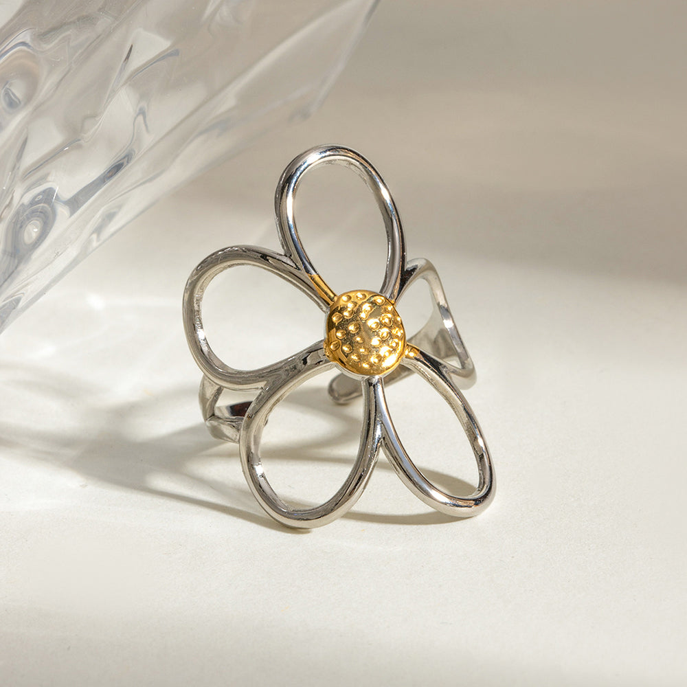 Hollow Flower Open Ring - DippedShop Wholesale - #2979