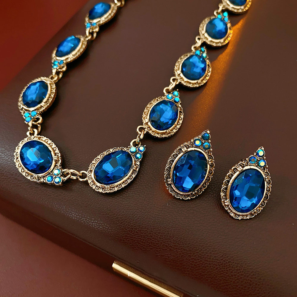 Retro Rhinestones Geometry Shape Choker Necklace 6W6JNC970