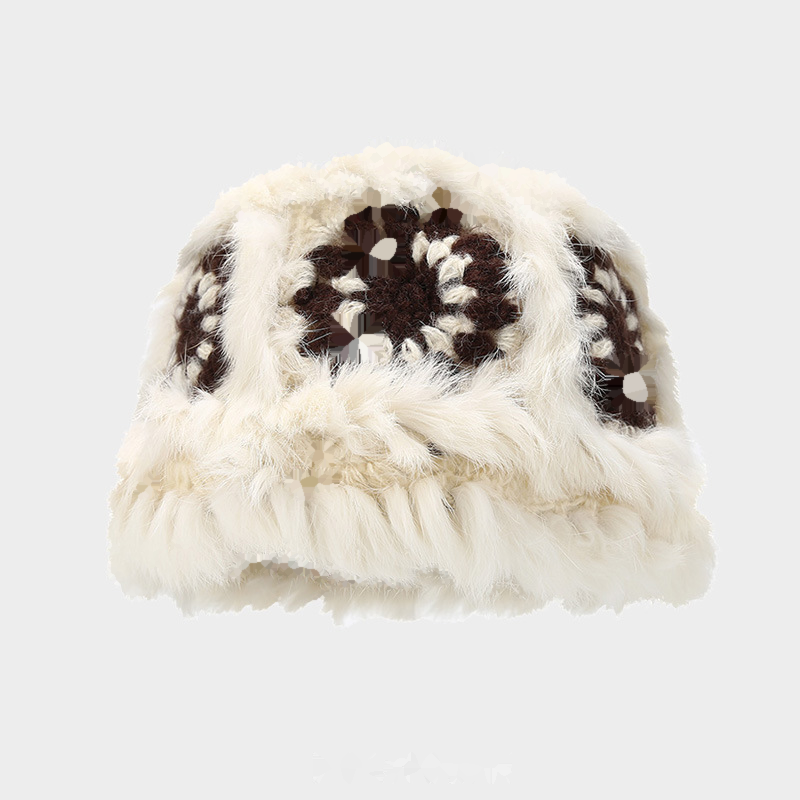 Stylish Hand Crochet Fur Bucket Hat 6W6HAT676